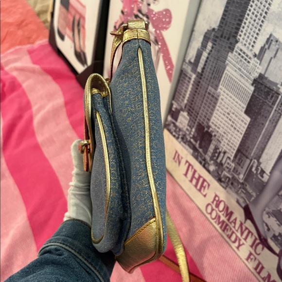 Dooney & Bourke Denim-Inspired Blue and Gold Crossbody Bag - Picture 5 of 15